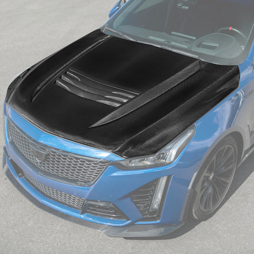2020-Up Cadillac CT5 V | Blackwing CARBON FIBER Front Bumper Hood Vented Cover