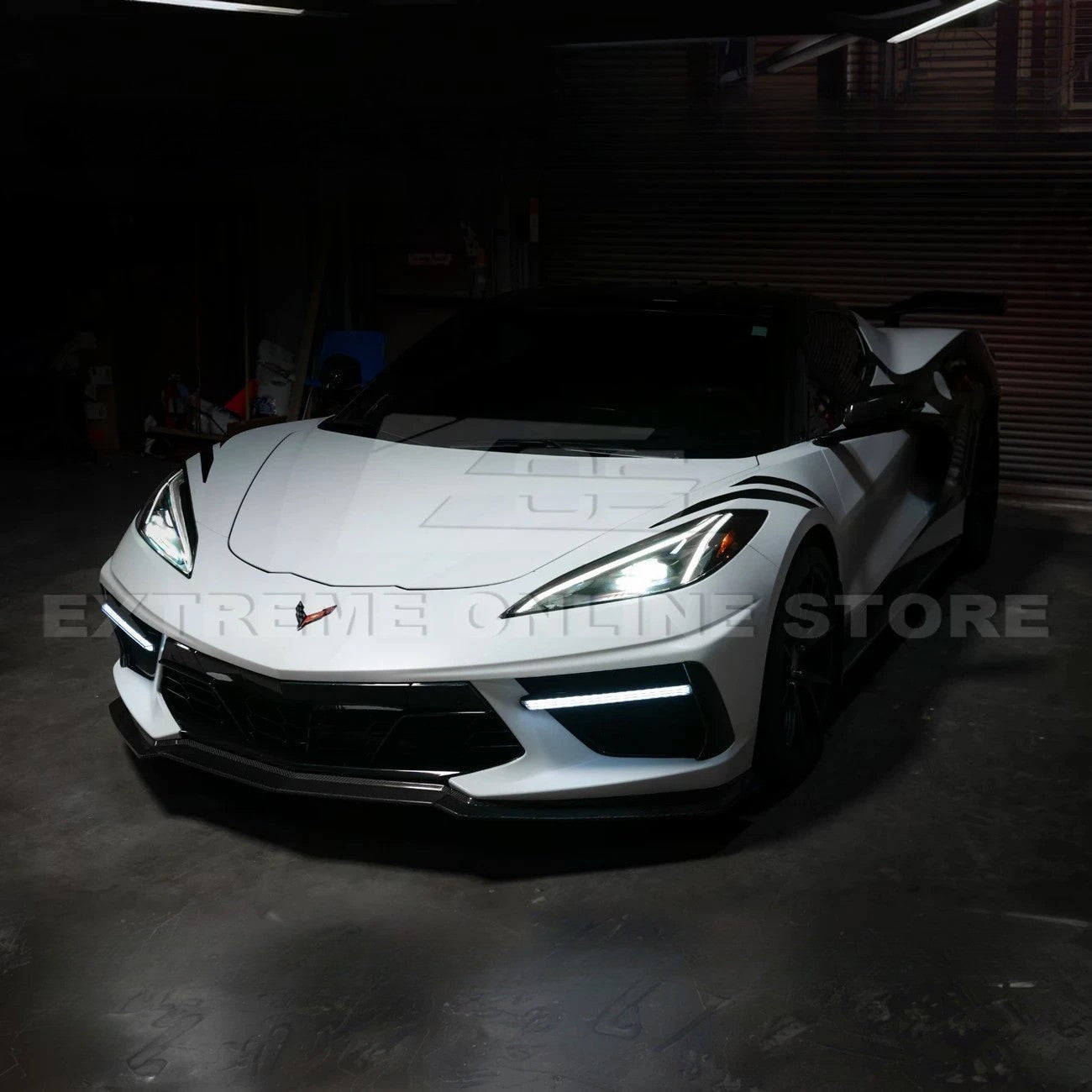 2020-Up Corvette C8 DRY CARBON FIBER Sequential LED DRL Light Bar Bezel Insert
