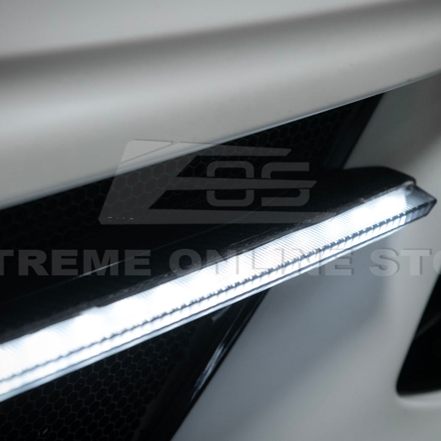 2020-Up Corvette C8 DRY CARBON FIBER Sequential LED DRL Light Bar Bezel Insert
