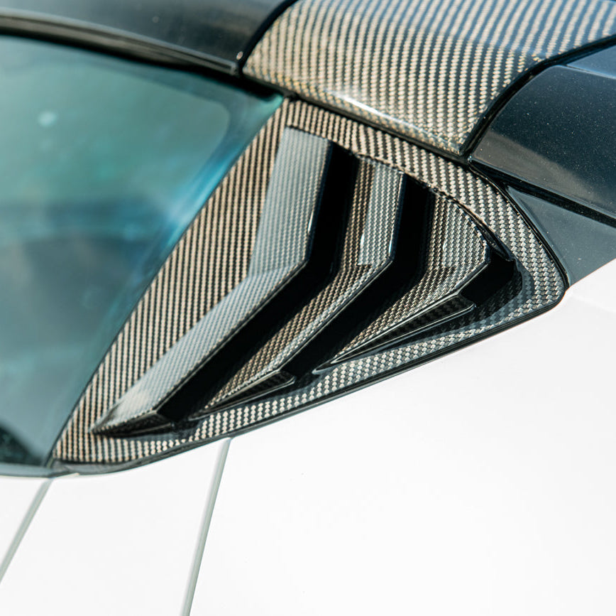 2020-Up Corvette C8 DRY Carbon Fiber Side Quarter Window Louver Sun Shade Cover