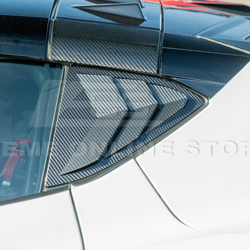 2020-Up Corvette C8 DRY Carbon Fiber Side Quarter Window Louver Sun Shade Cover