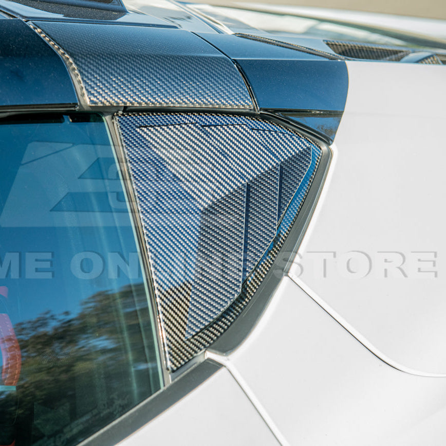 2020-Up Corvette C8 DRY Carbon Fiber Side Quarter Window Louver Sun Shade Cover