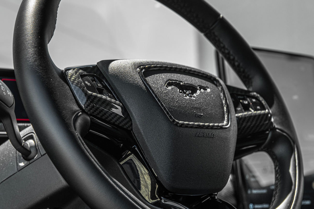 2021+ Mustang Mach-E DRY Carbon Fiber Steering Wheel Trim