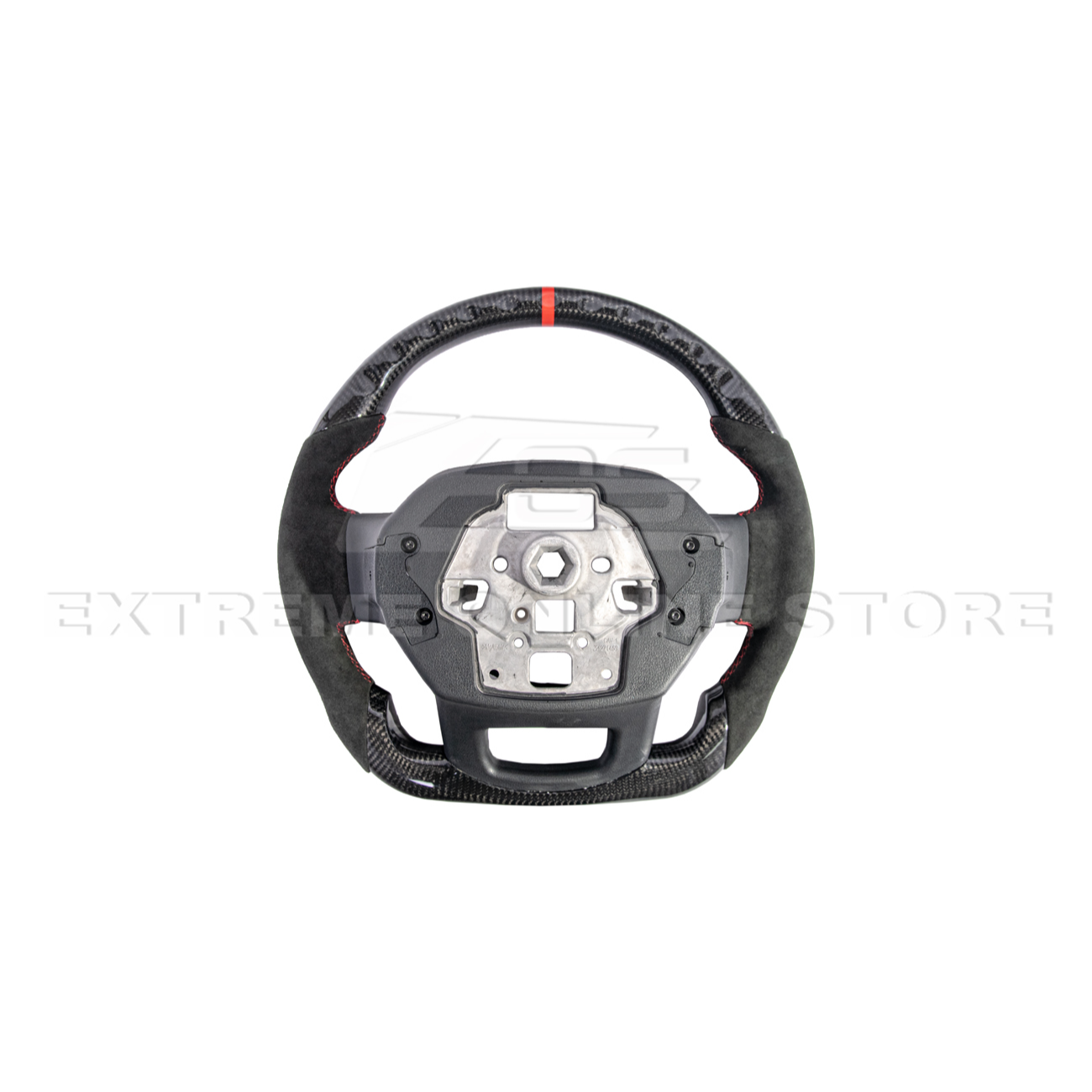 2021-Up Ford F-150 CARBON FIBER Alcantara Leather Red Stripe Steering Wheel