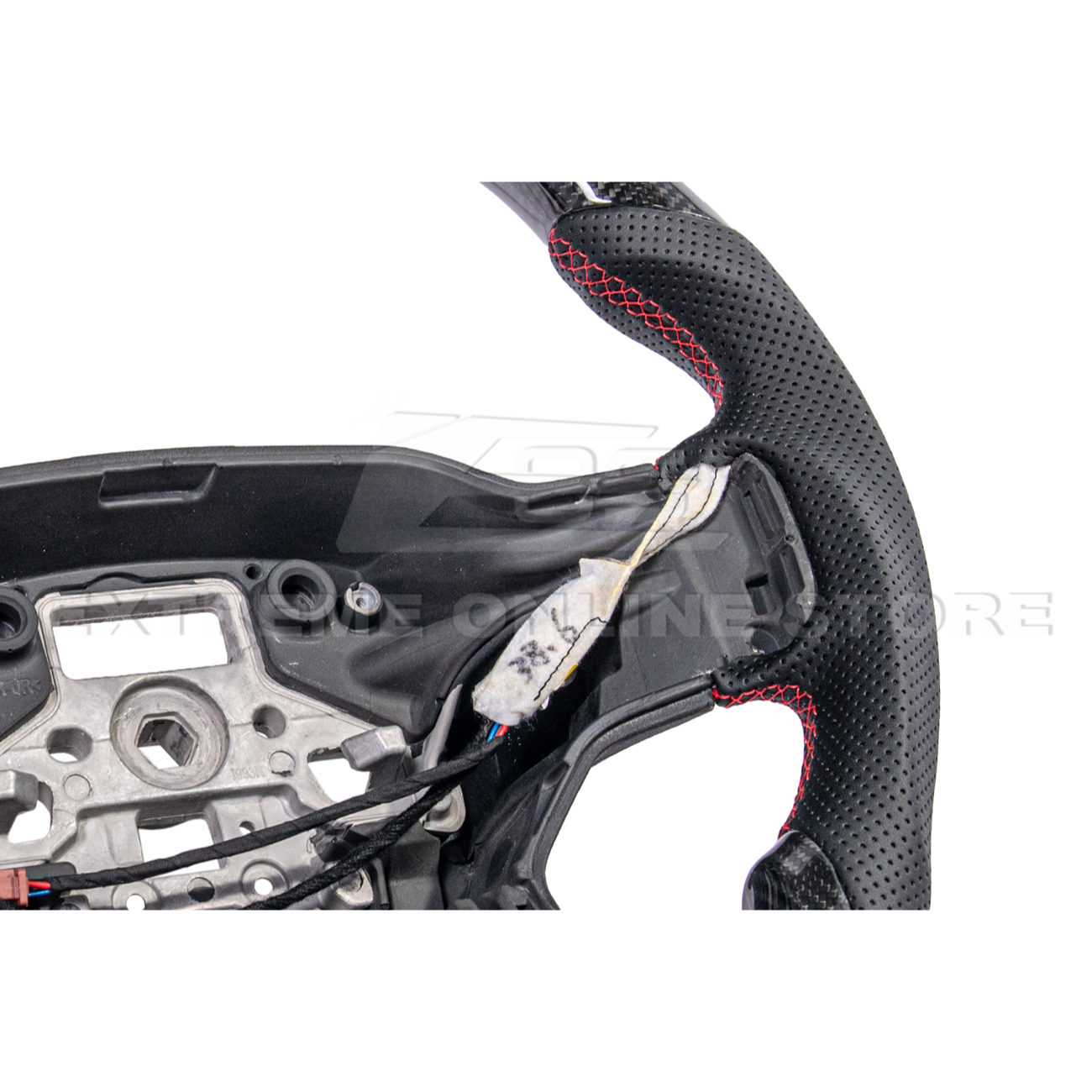 2021-Up Ford F-150 CARBON FIBER Perforated Leather Red Stripe Steering Wheel