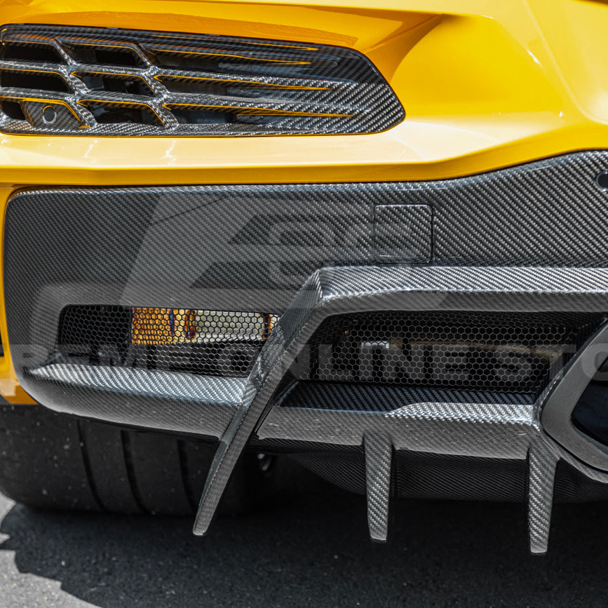 2023-Up Corvette C8 Z06 dry CARBON FIBER Rear Bumper Finned Diffuser