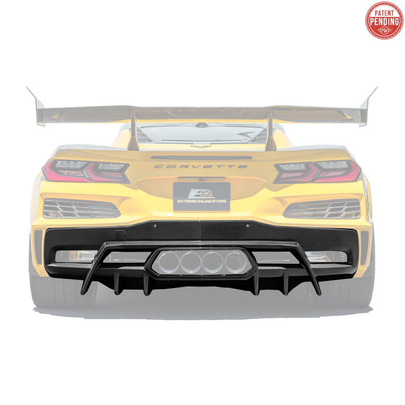 2023-Up Corvette C8 Z06 dry CARBON FIBER Rear Bumper Finned Diffuser