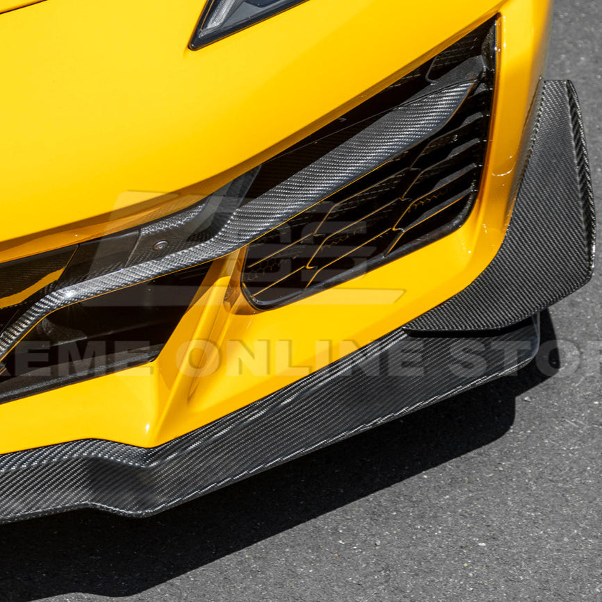 2023-Up Corvette C8 Z06 Z07 DRY CARBON FIBER Extended Package Front Lip & Canards