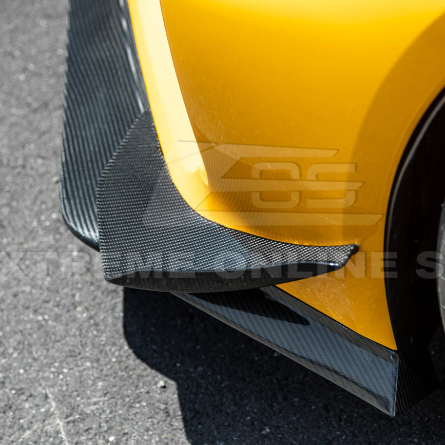 2023-Up Corvette C8 Z06 Z07 DRY CARBON FIBER Extended Package Front Lip & Canards