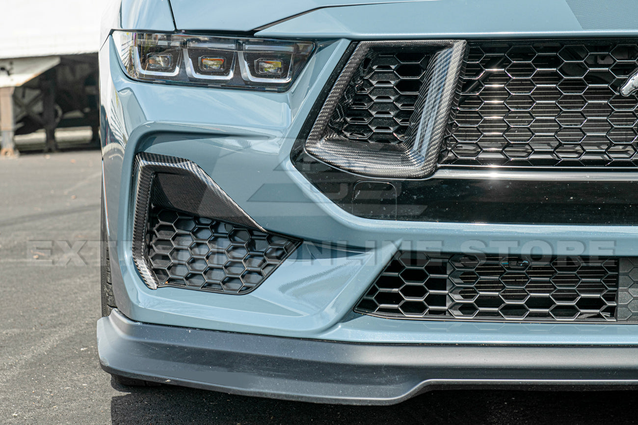 2024+ Ford Mustang GT DRY CARBON FIBER Front Side Grille Inserts