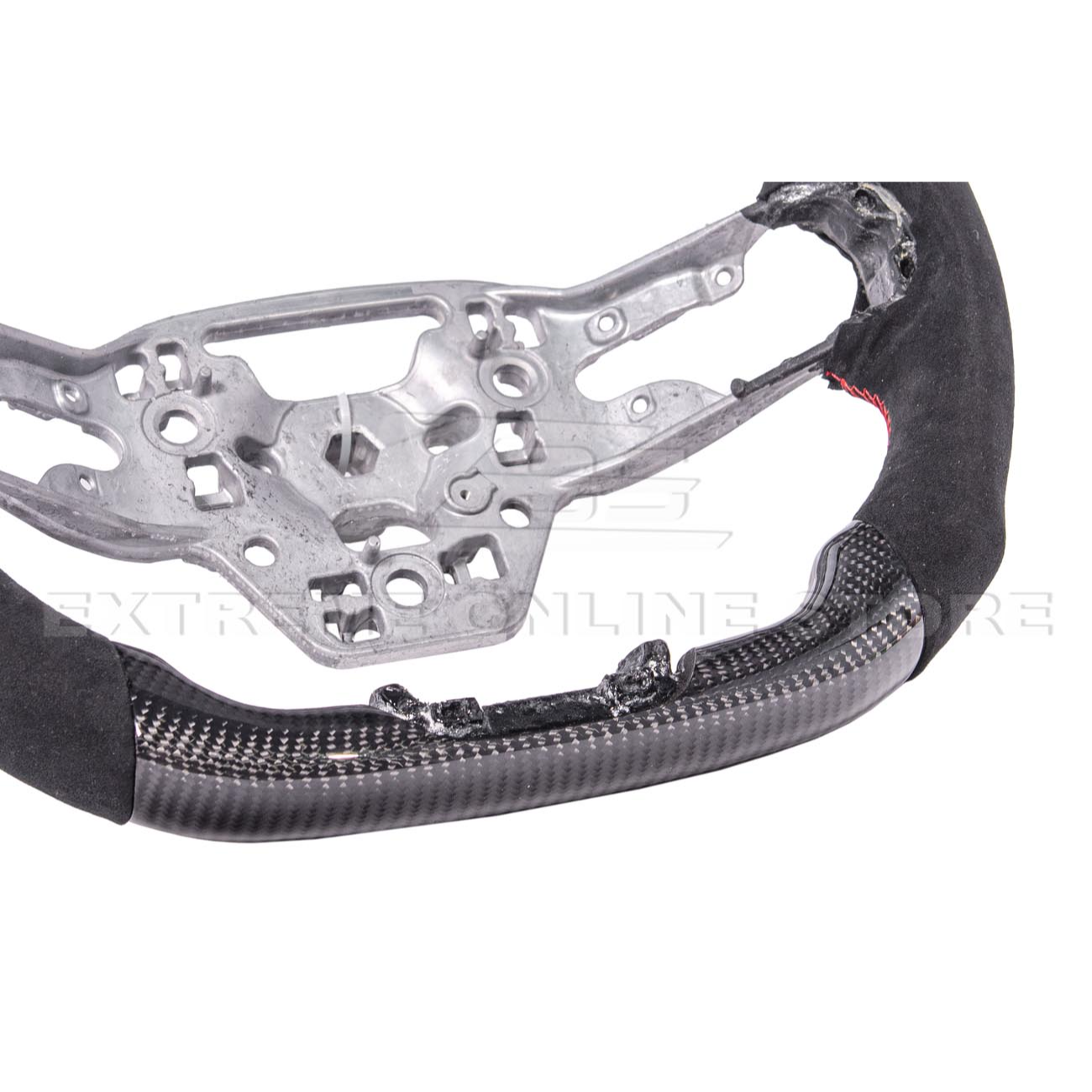 2024-Up Ford Mustang CARBON FIBER Alcantara Leather Red Stripe Steering Wheel