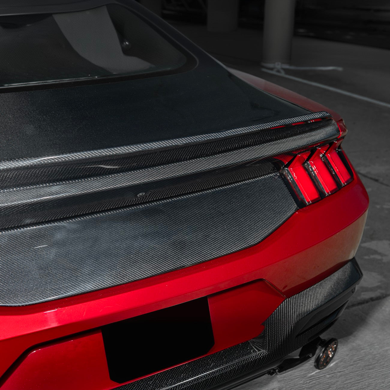2024-Up Ford Mustang Carbon Fiber Replacement Rear Trunk with Integrated Ducktail Spoiler