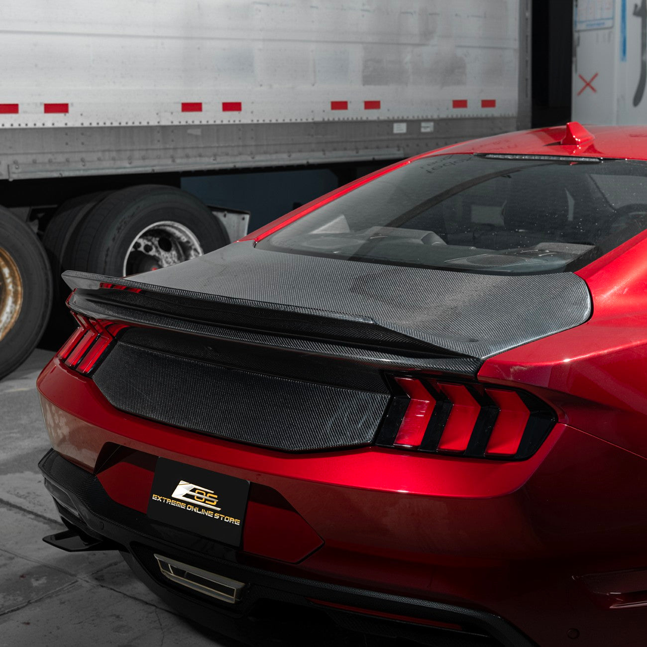 2024-Up Ford Mustang Carbon Fiber Replacement Rear Trunk with Integrated Ducktail Spoiler