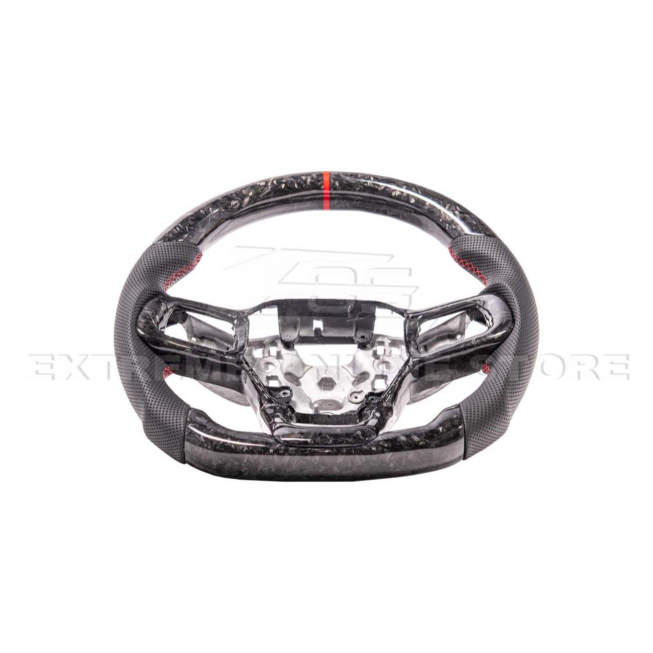 2024-Up Ford Mustang Forged CARBON FIBER Perforated Leather Red Stripe Steering Wheel