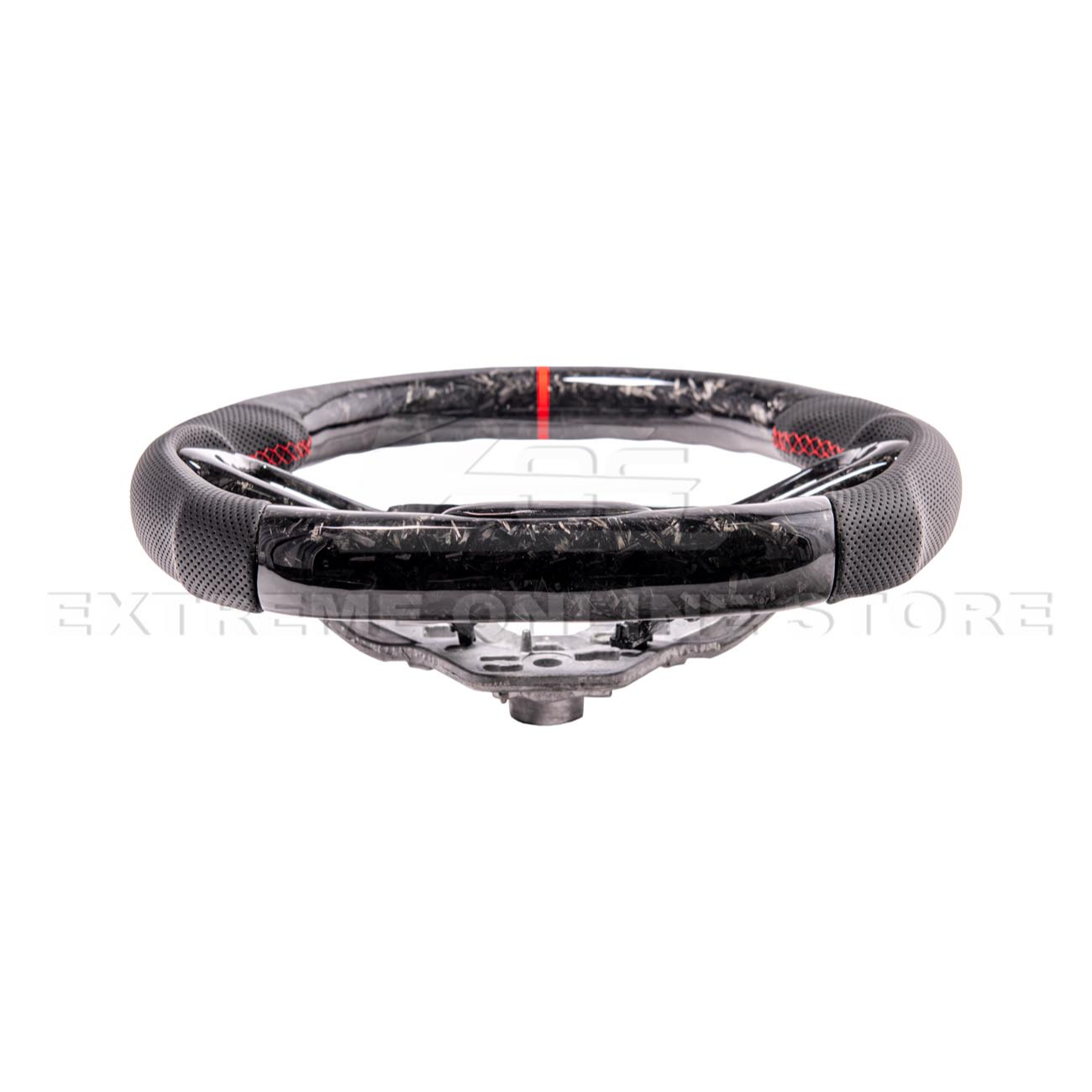 2024-Up Ford Mustang Forged CARBON FIBER Perforated Leather Red Stripe Steering Wheel