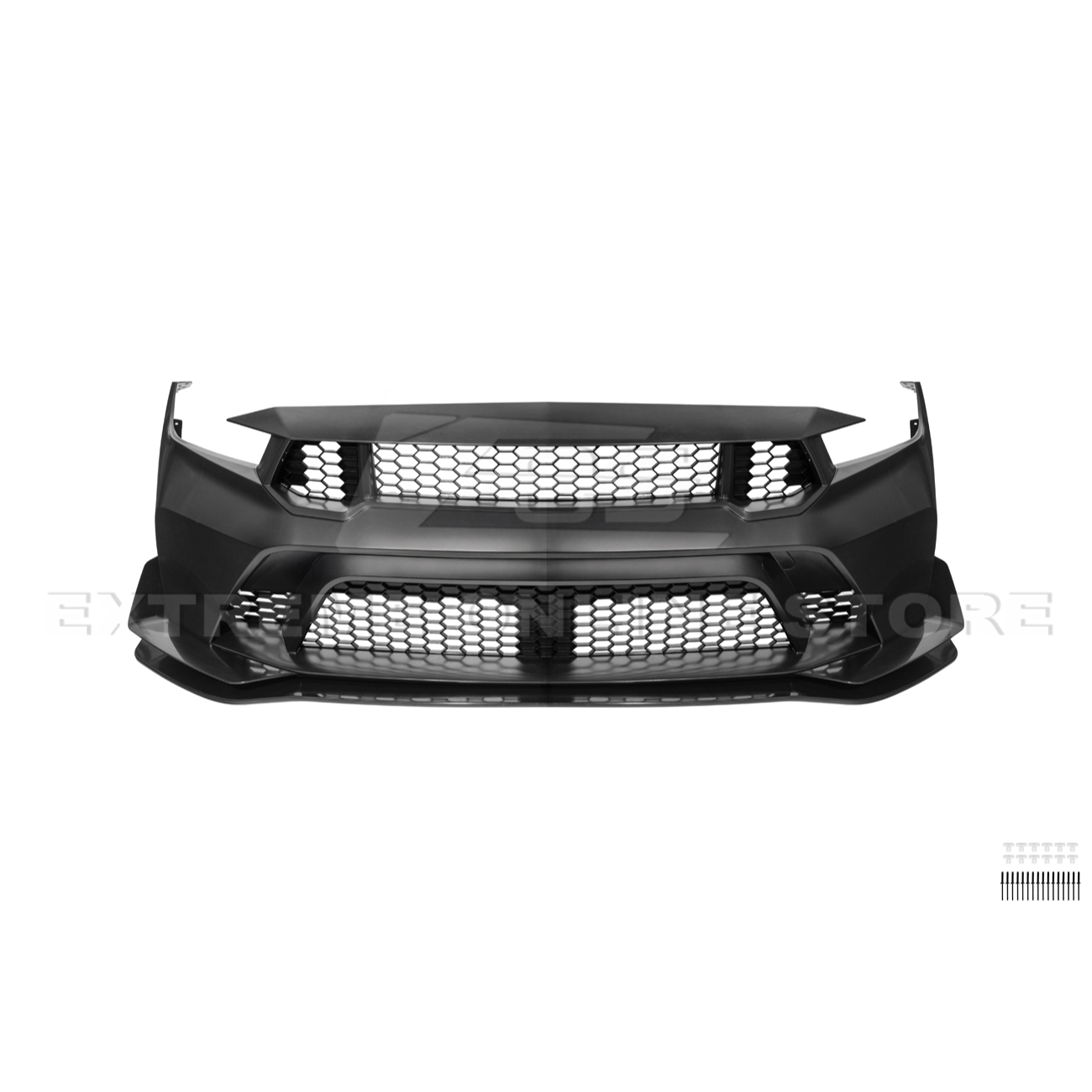 2024-Up Mustang GTD Style Full Conversion Primed Front Bumper Cover Grille Lip