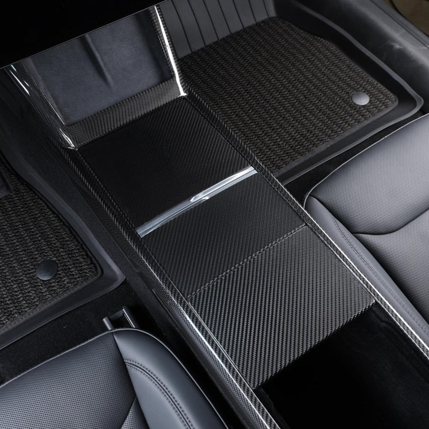 2024-Up Tesla Model 3, 2025-Up Model Y Carbon Fiber Interior Central Storage Box Cover