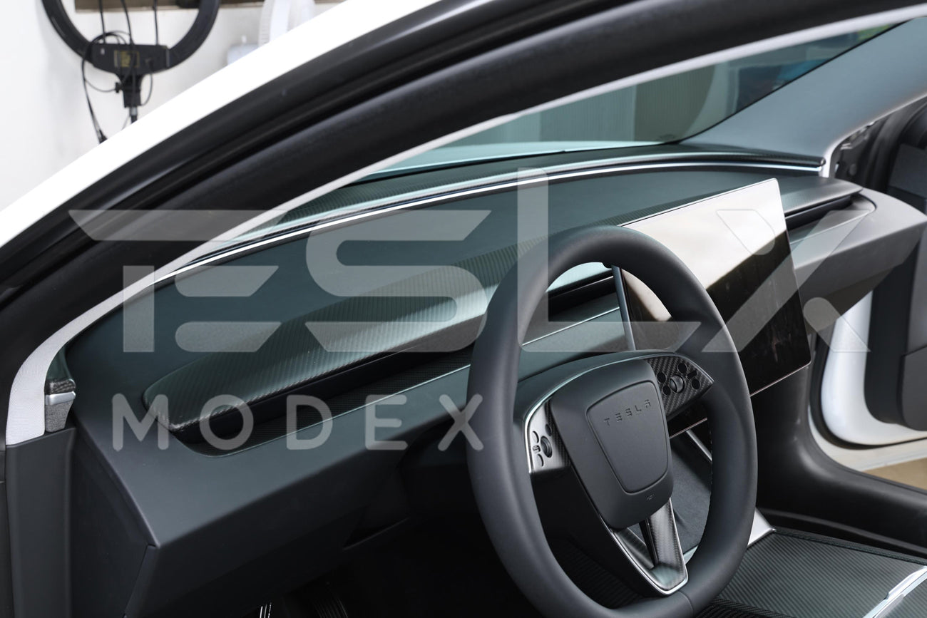 2024-Up Tesla Model 3, 2025-Up Model Y Carbon Fiber Interior Front Dashboard Cover