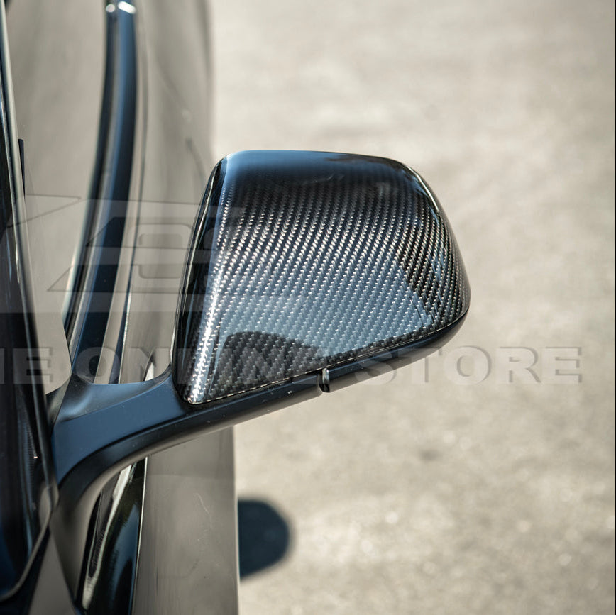 2024-Up Tesla Model 3 Dry Carbon Fiber Tape On Side Mirror Cap Covers Pair
