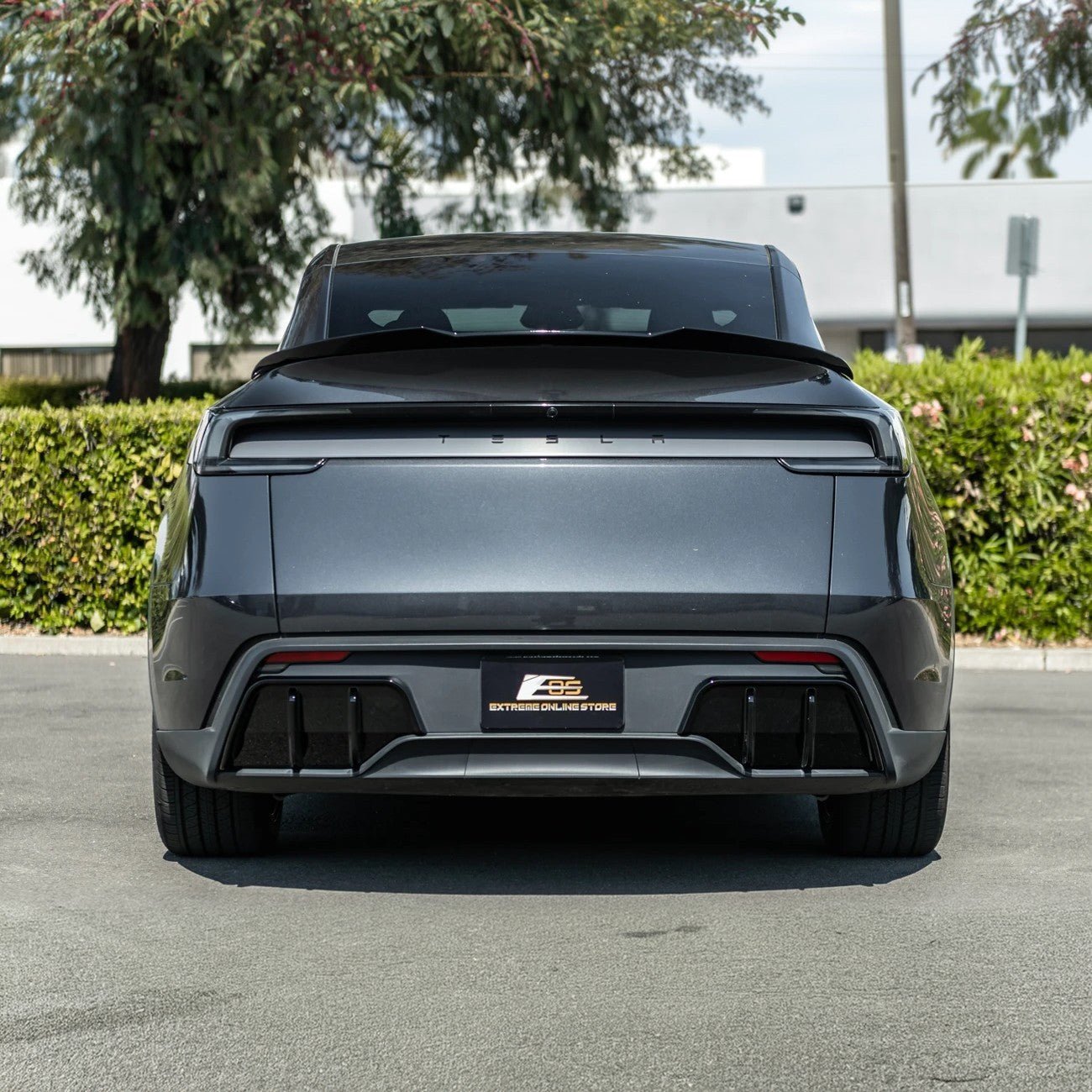 2025-Up Tesla Model Y | Fast Style Glossy Black Rear Bumper Finned Diffuser - Grocery Getter Performance