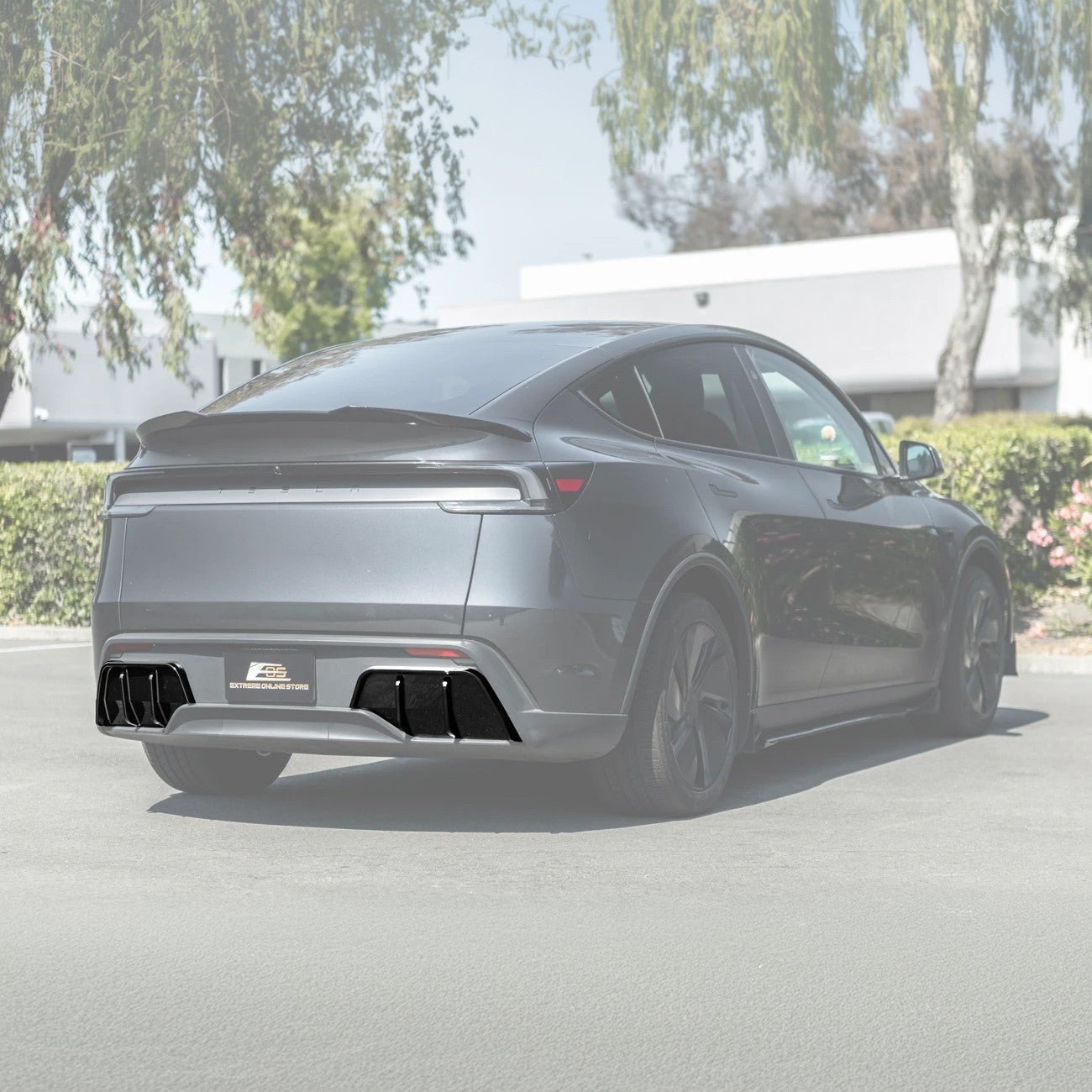 2025-Up Tesla Model Y | Fast Style Glossy Black Rear Bumper Finned Diffuser - Grocery Getter Performance