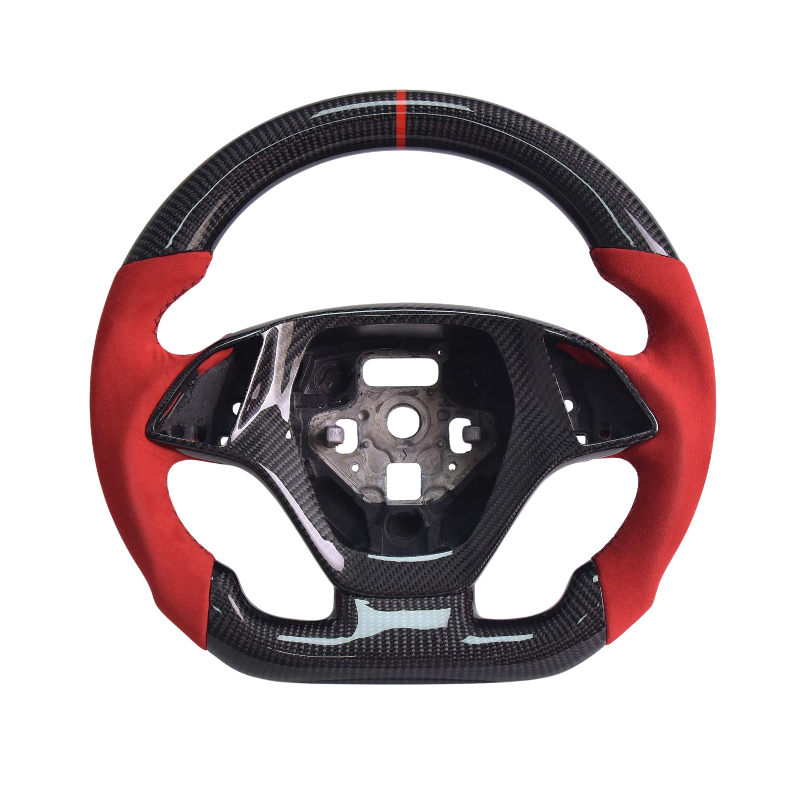 Chevrolet Corvette C7 Red Suede Leather Black Stitching Forged Carbon Fiber Steering Wheel