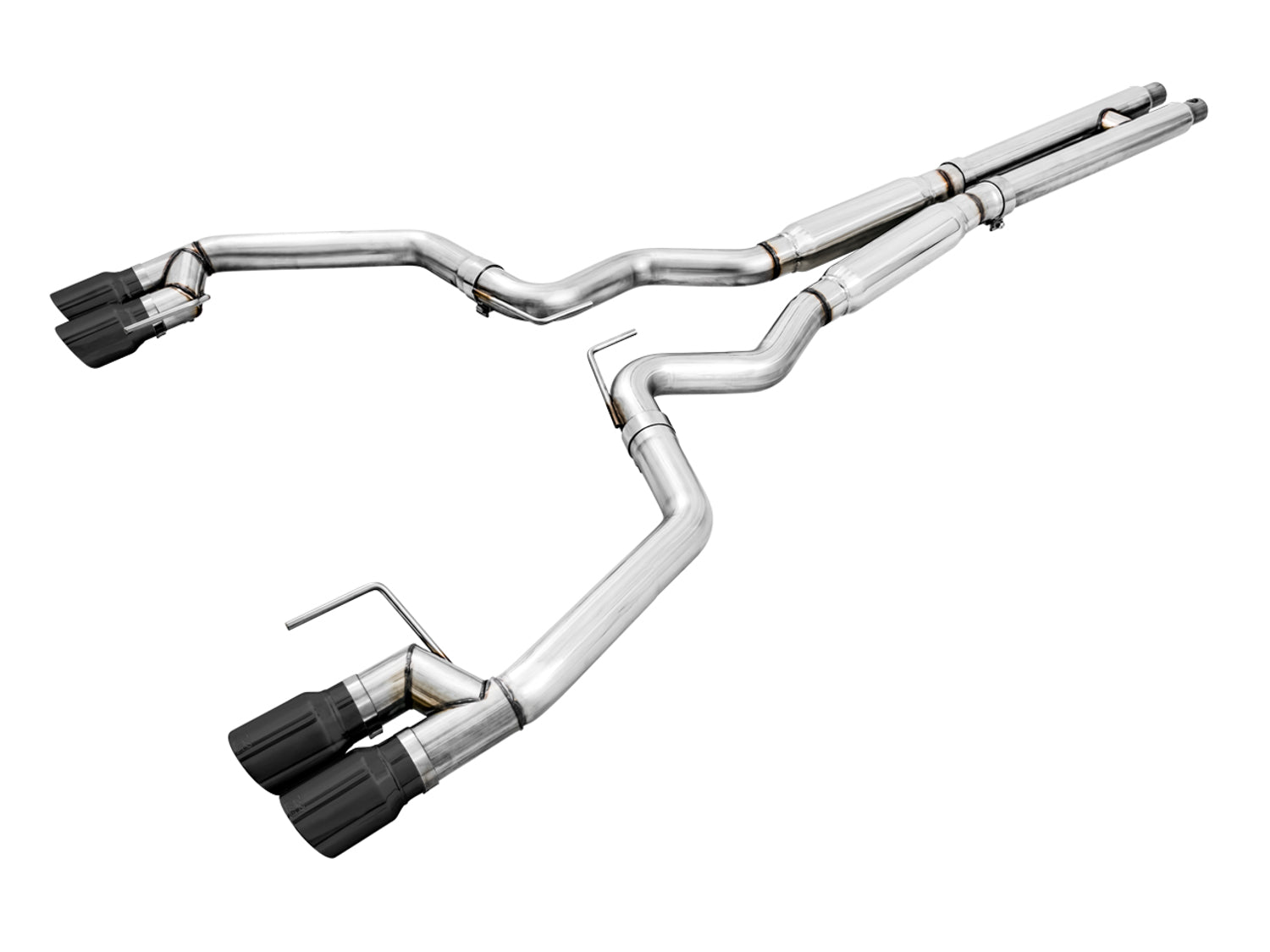 AWE Track Edition Cat-back Exhaust for the '18-'23 S550 Mustang GT - Quad Diamond Black Tips