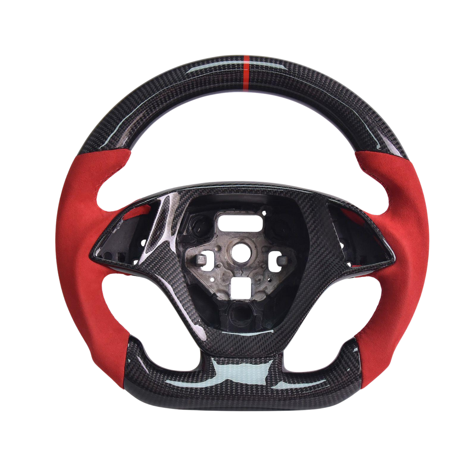 Chevrolet Corvette C7 Red Suede Leather Red Stitching Forged Carbon Fiber Steering Wheel
