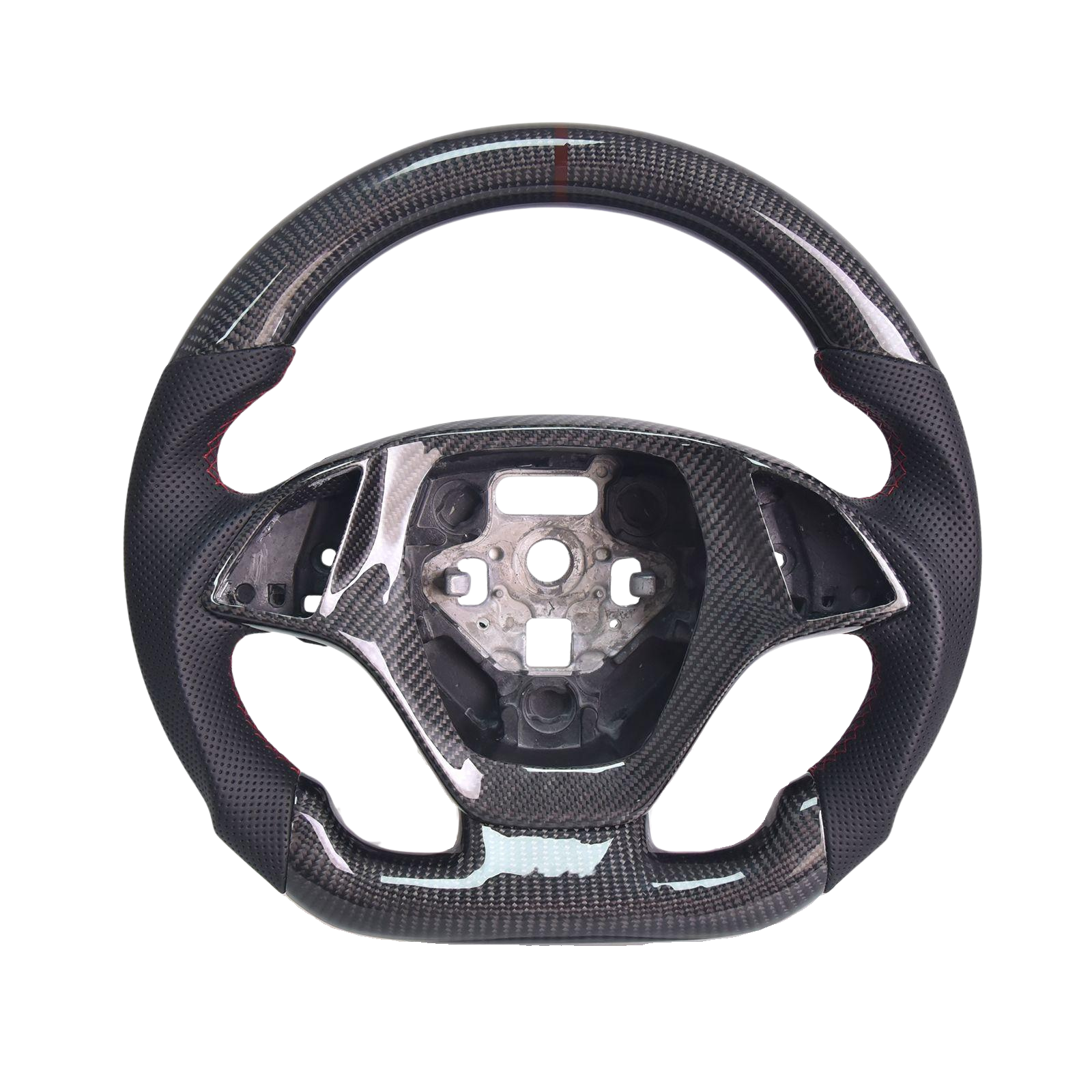 Chevrolet Corvette C7 Black Leather Red Stitching Brownness Centering Carbon Fiber Steering Wheel