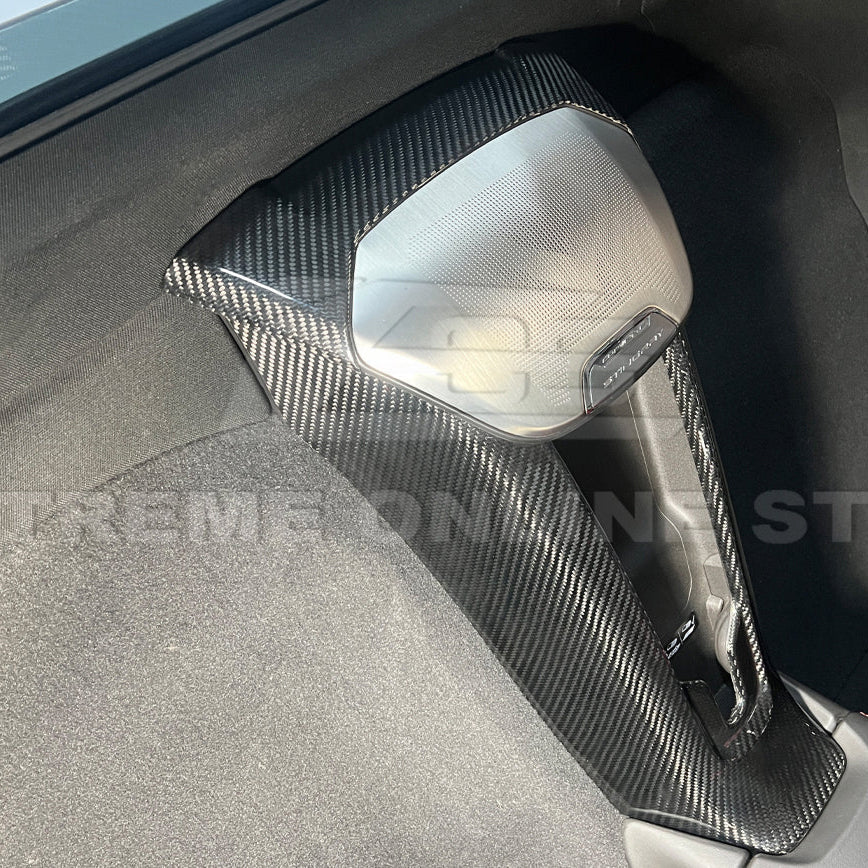 Corvette C8 DRY CARBON FIBER Upper Waterfall Speaker Cover