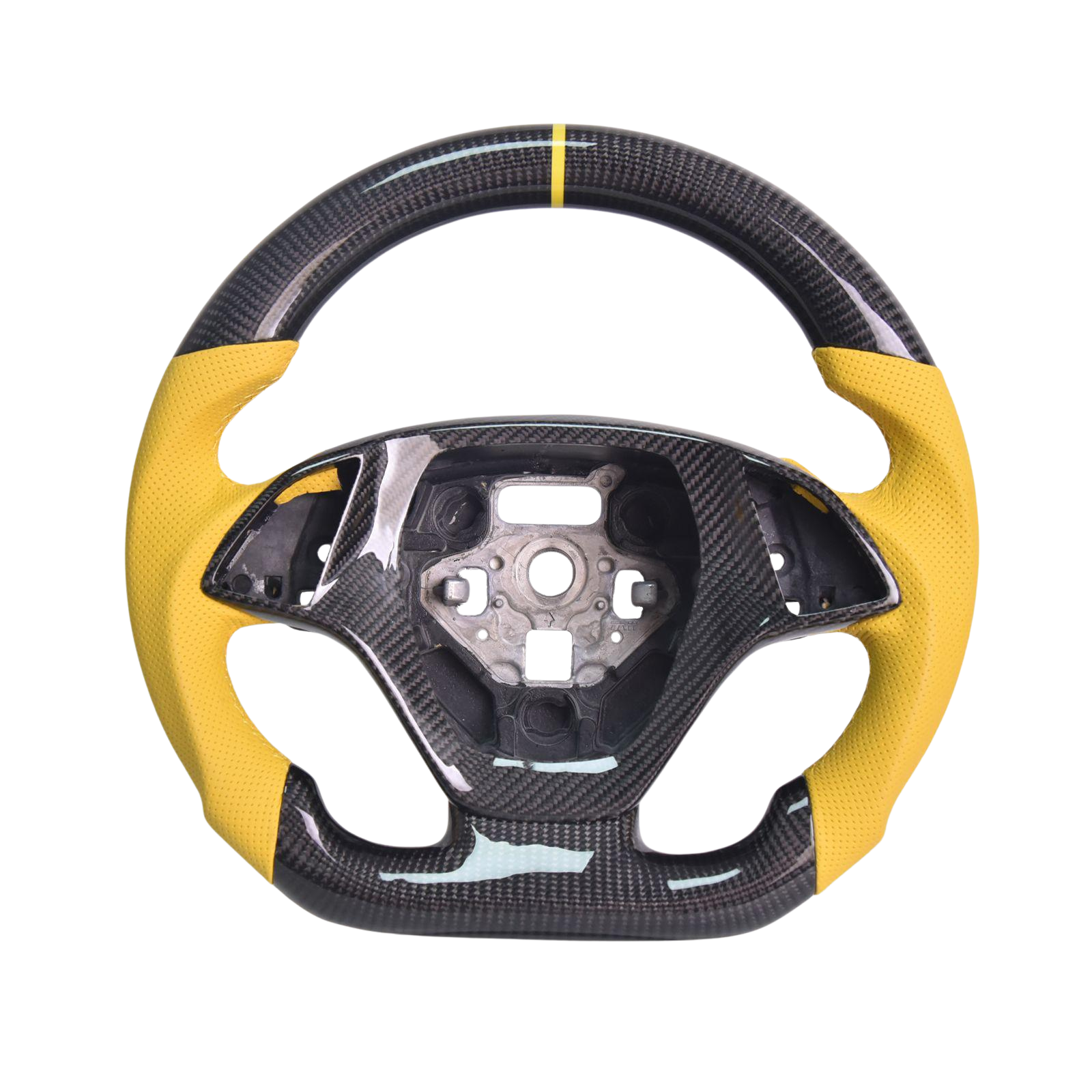 Chevrolet Corvette C7 Yellow Leather Yellow Stitching Carbon Fiber Steering Wheel