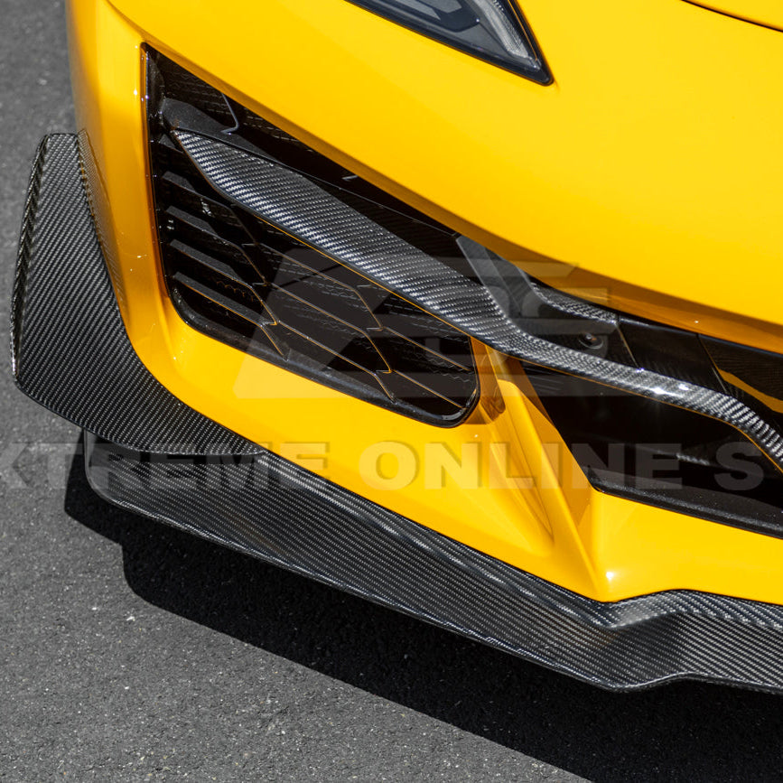 2023-Up Corvette C8 Z06 Z07 DRY CARBON FIBER Extended Package Front Lip & Canards