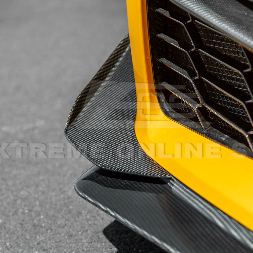 2023-Up Corvette C8 Z06 Z07 DRY CARBON FIBER Extended Package Front Lip & Canards