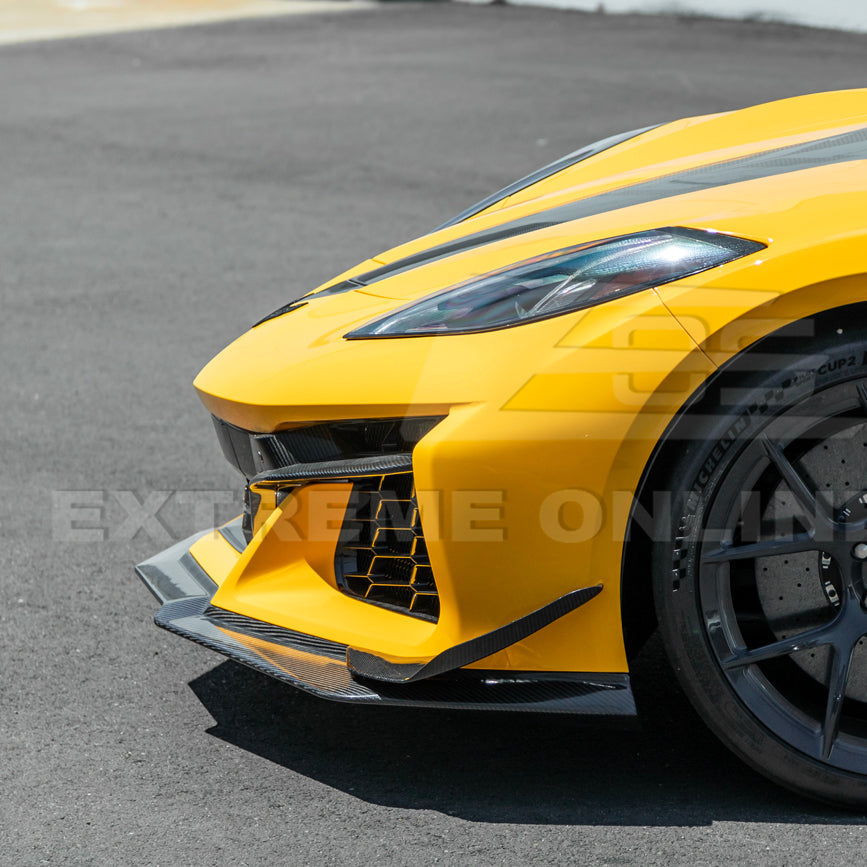 2023-Up Corvette C8 Z06 Z07 DRY CARBON FIBER Extended Package Front Lip & Canards