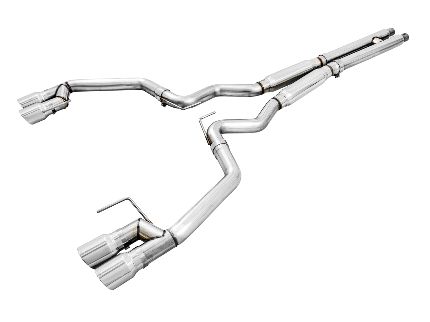 AWE Track Edition Cat-back Exhaust for the '18-'23 S550 Mustang GT - Quad Chrome Silver Tips