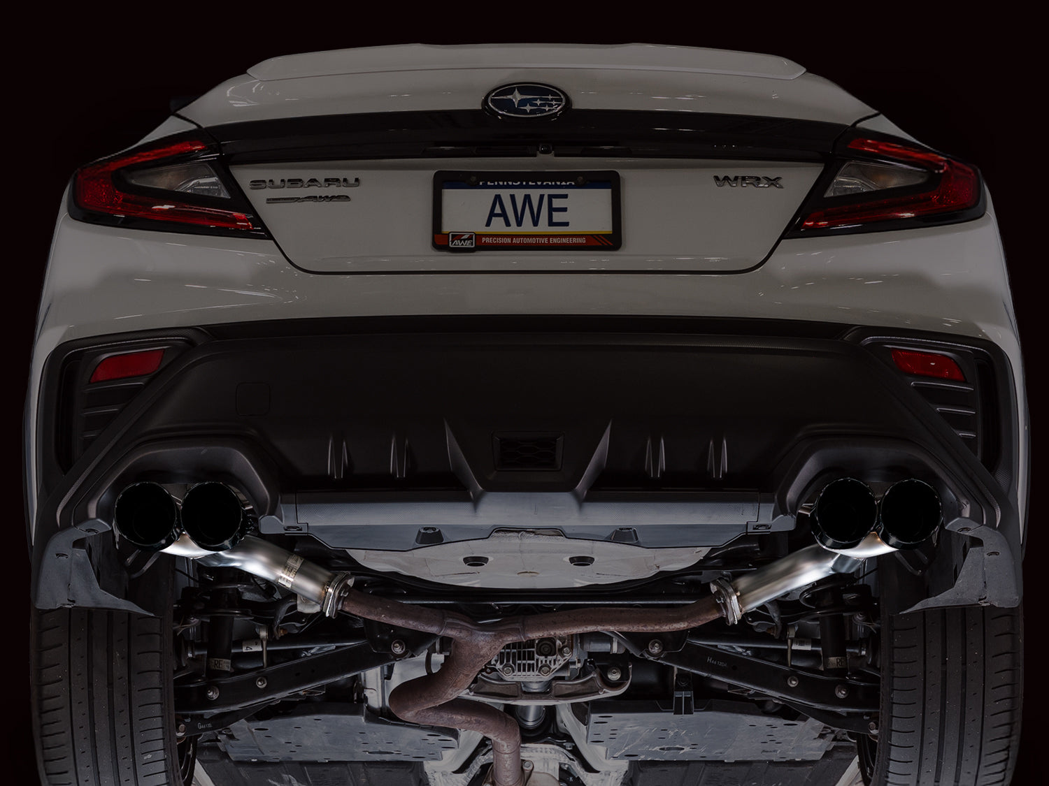 AWE Track Edition Axleback Exhaust for VB Subaru WRX - Diamond Black Tips