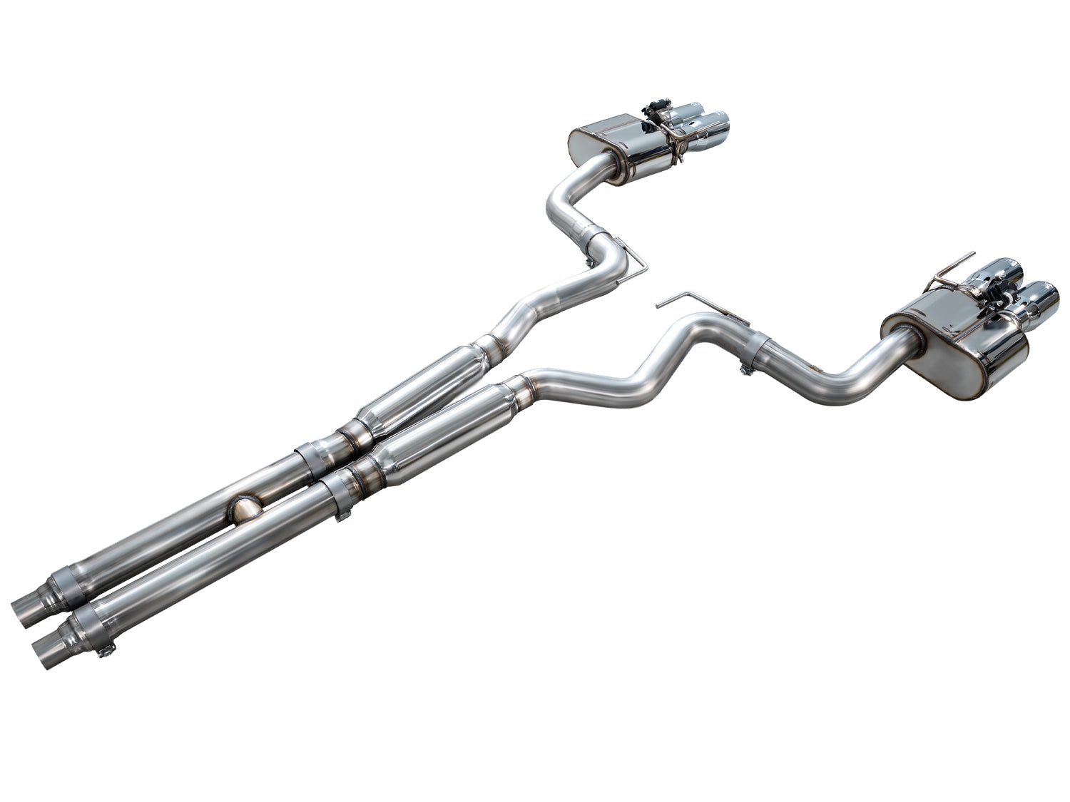 AWE SwitchPath™ Cat-back Exhaust for '18-'23 S550 Mustang GT - Quad Chrome Silver Tips
