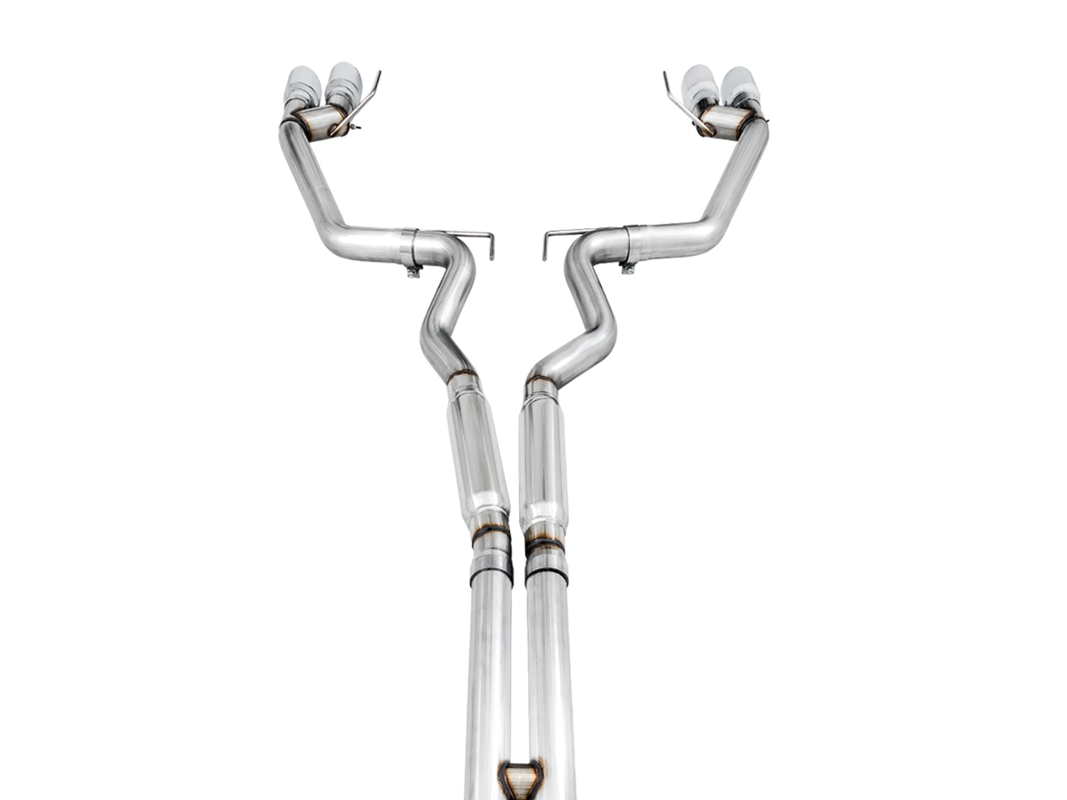 AWE Track Edition Cat-back Exhaust for the '18-'23 S550 Mustang GT - Quad Chrome Silver Tips