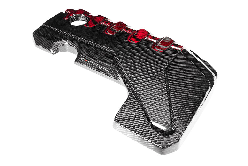 Eventuri Audi 8Y / 8V RS3 / 8S TTRS Black Carbon and Red Kevlar Engine Cover