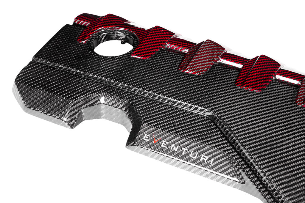 Eventuri Audi 8Y / 8V RS3 / 8S TTRS Black Carbon and Red Kevlar Engine Cover