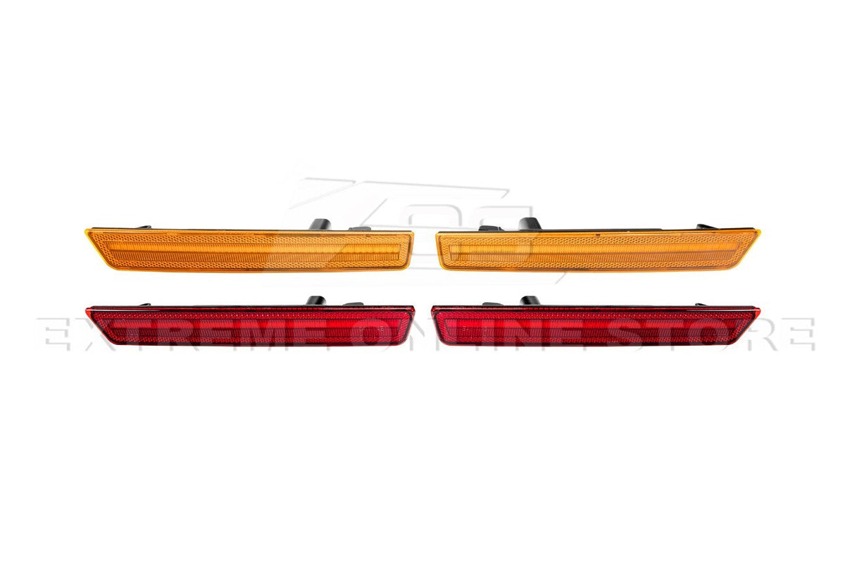 2015-2023 Dodge Challenger | Front Amber & Rear Red LED Reflector Light Set