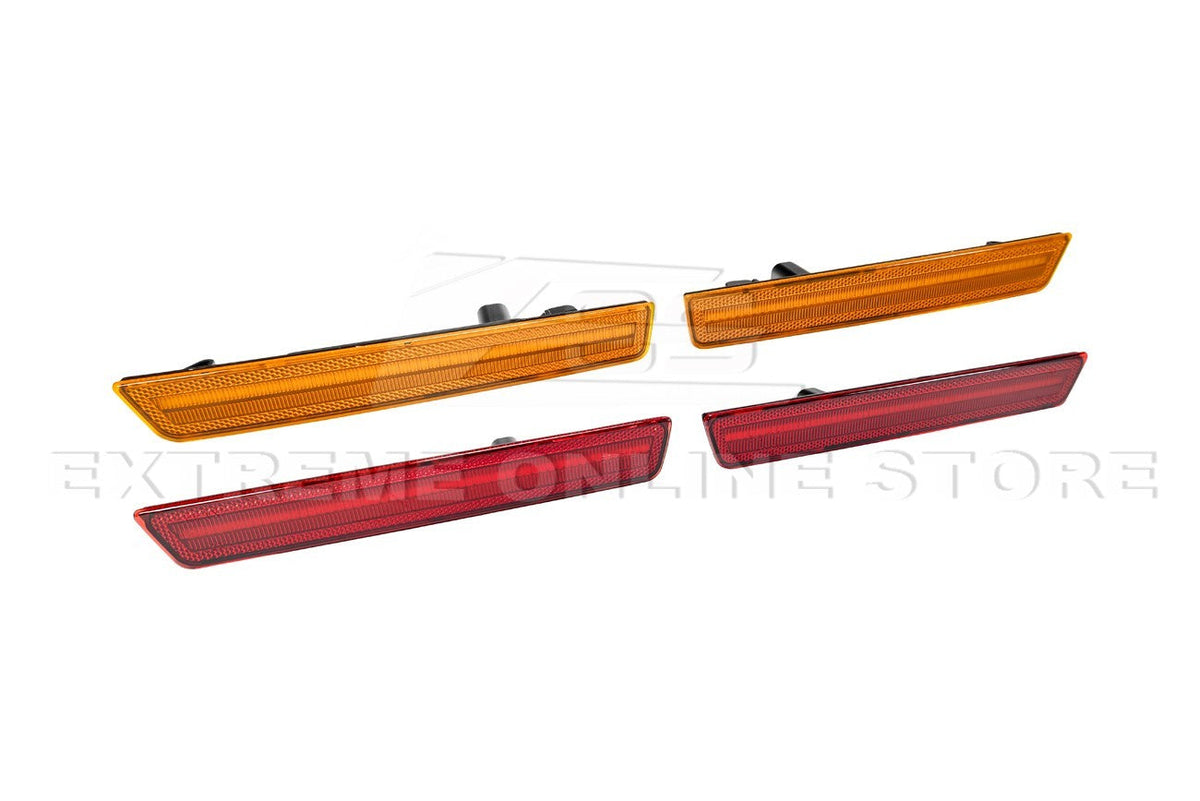 2015-2023 Dodge Challenger | Front Amber & Rear Red LED Reflector Light Set