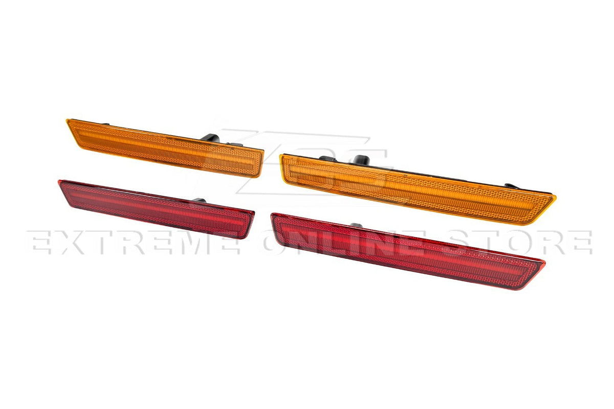 2015-2023 Dodge Challenger | Front Amber & Rear Red LED Reflector Light Set