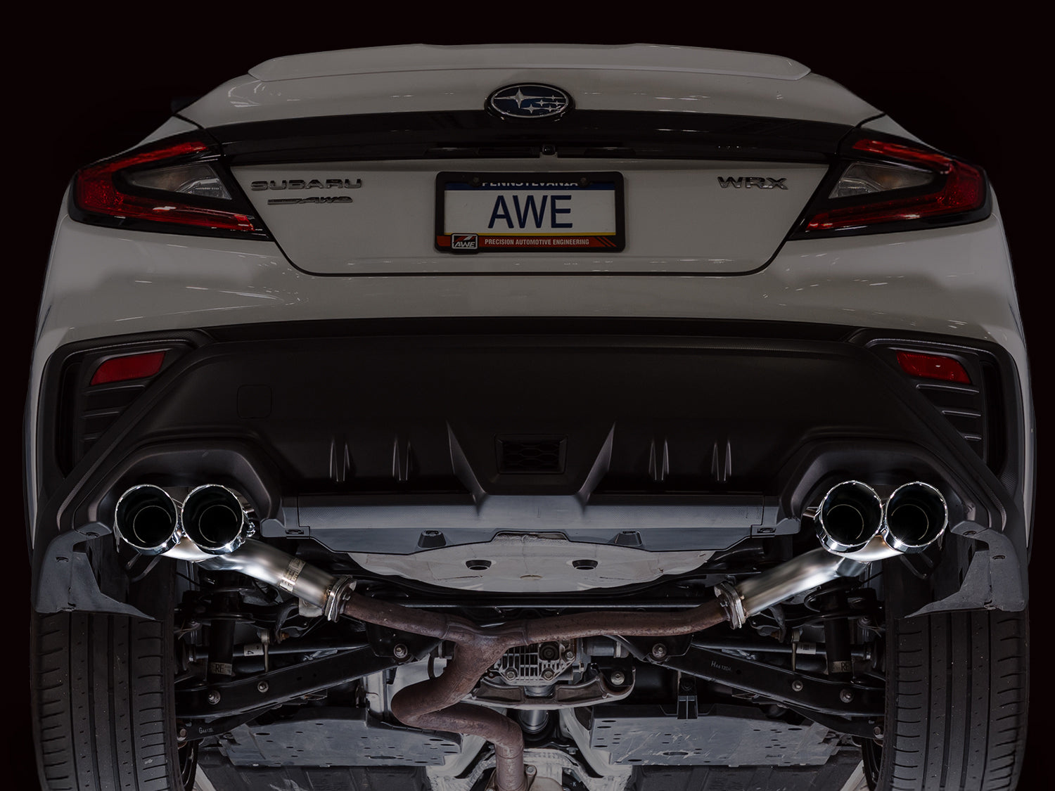 AWE Track Edition Axleback Exhaust for VB Subaru WRX - Chrome Silver Tips