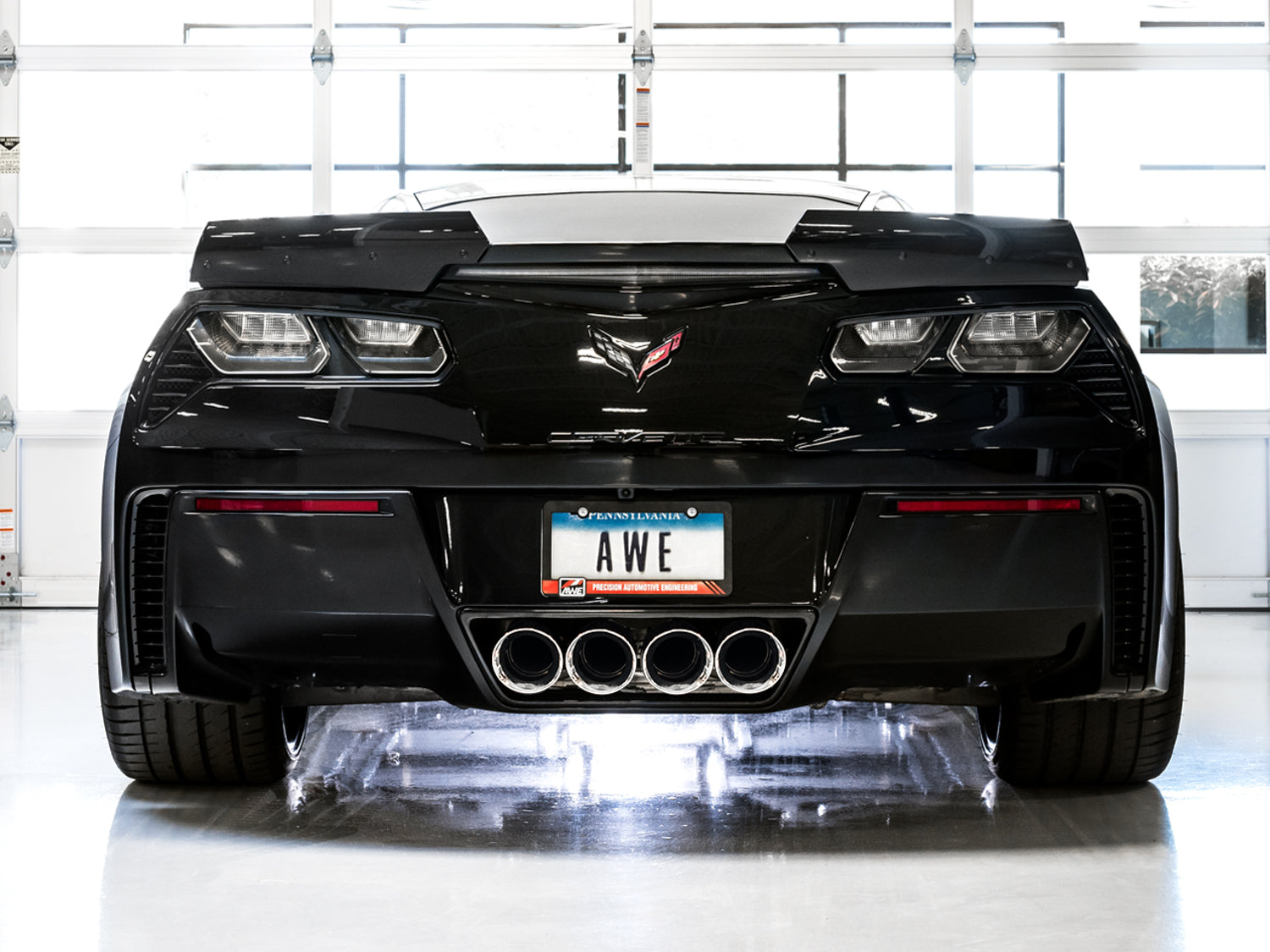 AWE Touring Edition Axleback Exhaust for C7 Corvette Stingray / Z51 / Grand Sport / Z06 / ZR1 -- Chrome Silver Tips (includes AWE AFM valve simulators)