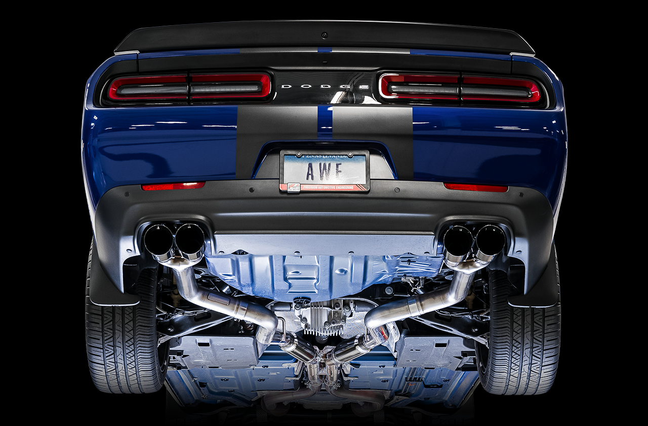AWE Track Edition Exhaust for 17+ Challenger 5.7 - Diamond Black Quad Tips
