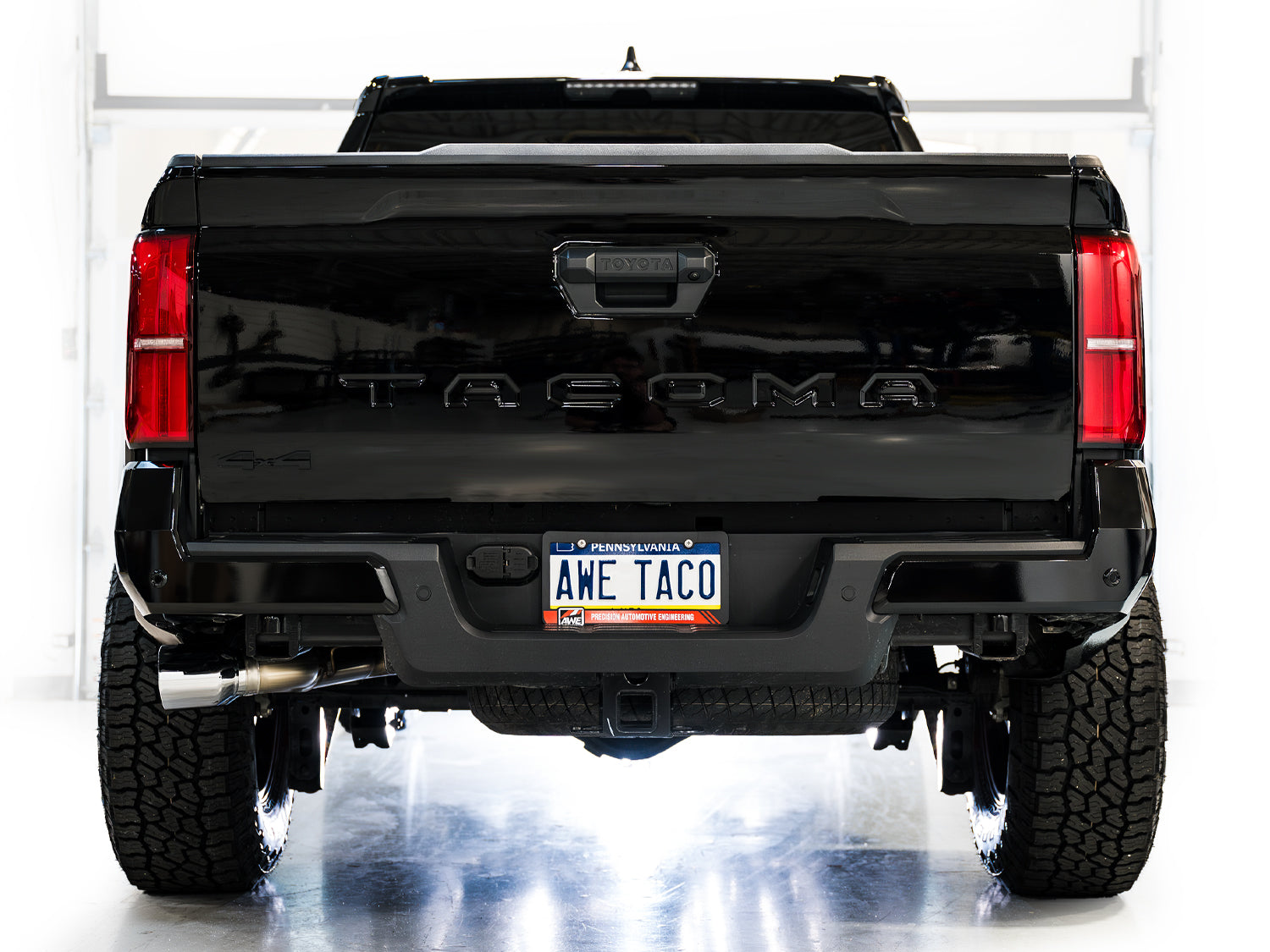 AWE 0FG Exhaust for 4th Gen Toyota Tacoma - Dual Chrome Silver Tips