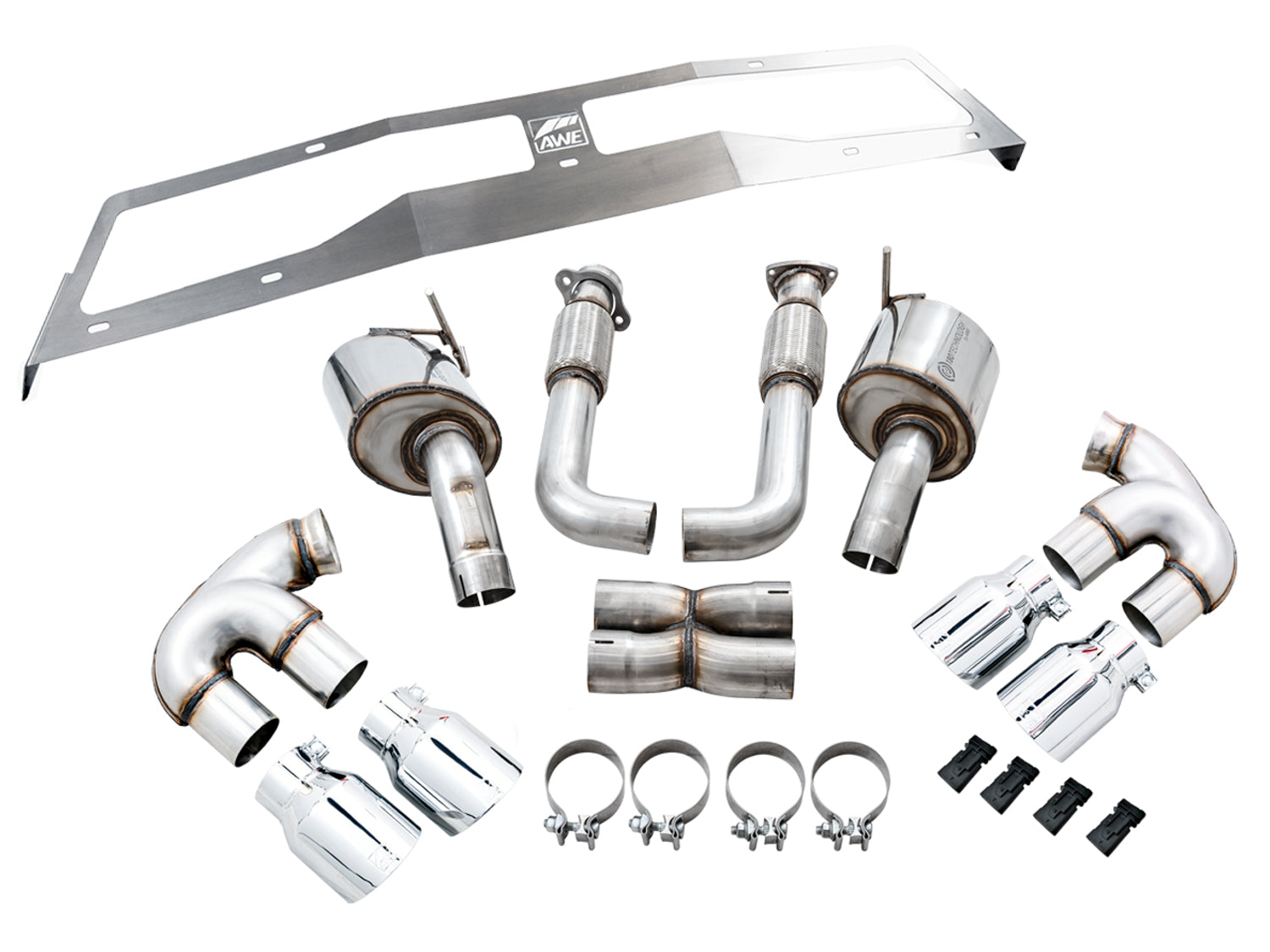 AWE Touring Edition Exhaust for C8 Corvette -- Chrome Silver Tips