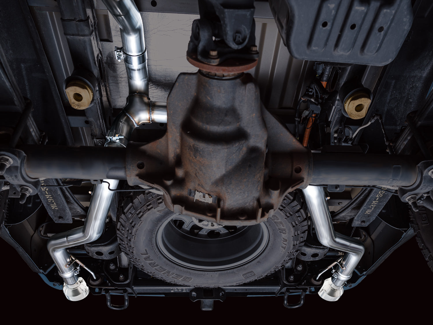 AWE 0FG Resonated Catback for '21+ Ford F-150 Tremor (With Bumper Cutouts) - Chrome Silver Tips