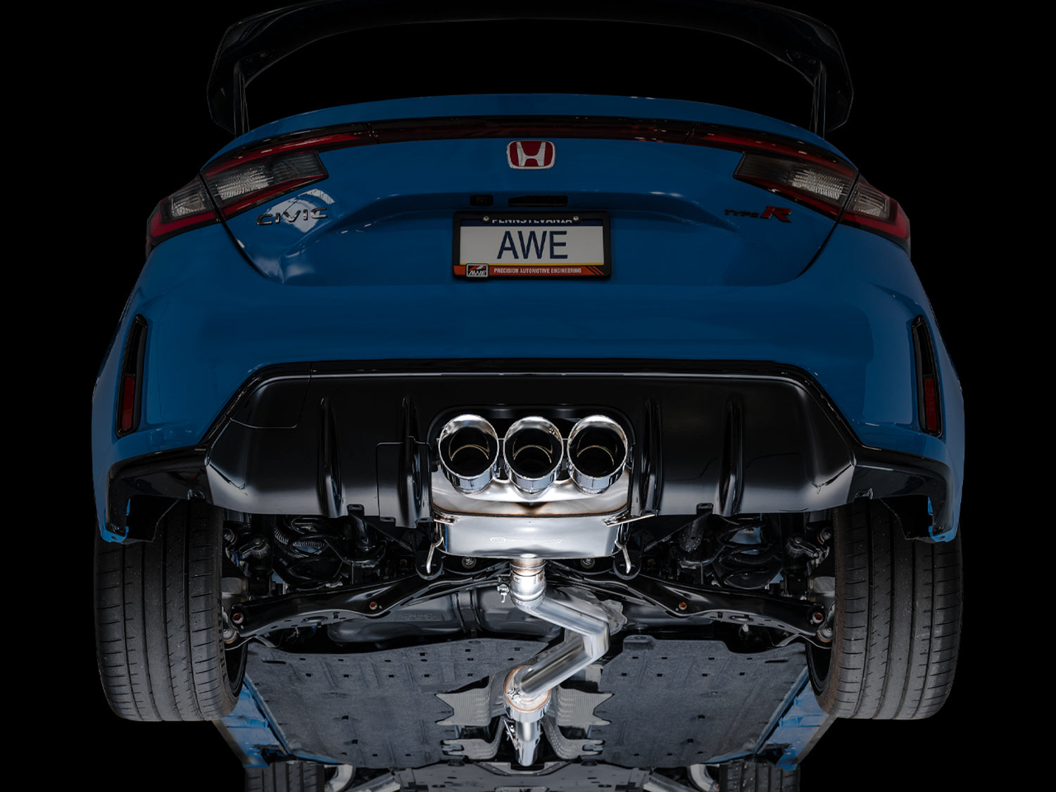AWE Touring Edition Exhaust for FL5 Civic Type R - Triple Chrome Silver Tips